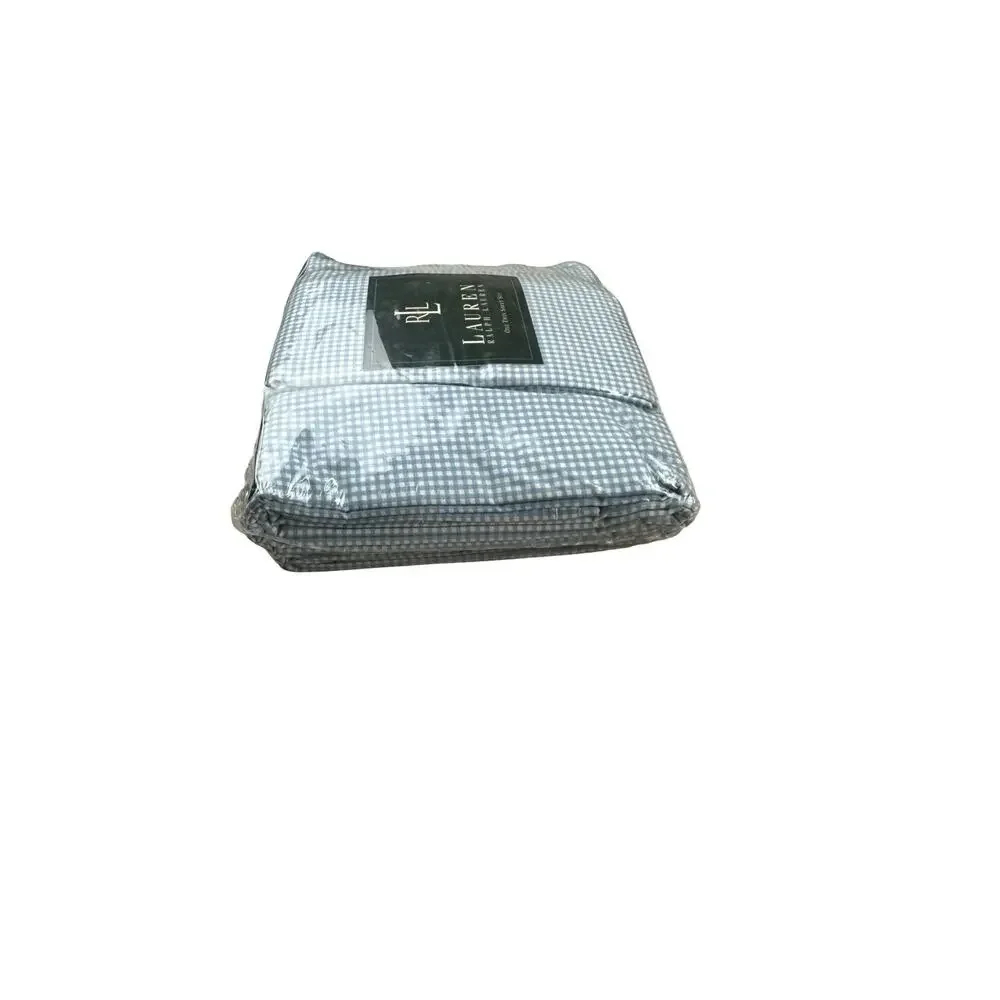 Vintage New Ralph Lauren Light Blue Small Gingham Twin 3 pc Sheet Set Classic